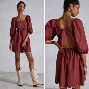 NWT Anthropologie Scalloped Hem Mini Dress | L Petite